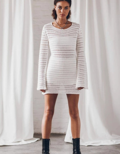 Backless Hollow Long Sleeve Mini Dress