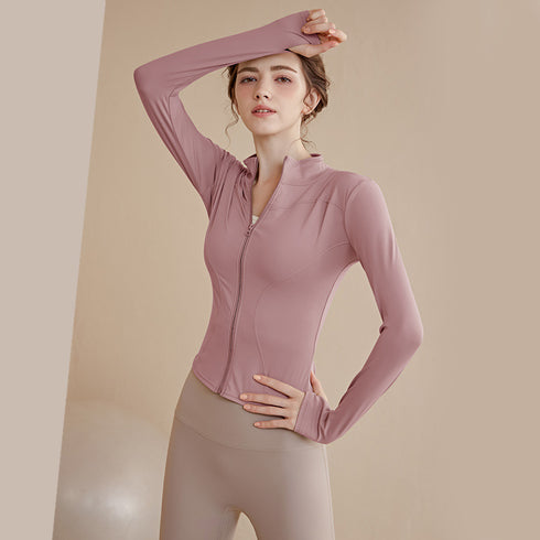 Women's Zippered Yoga Jacket Long Sleeve Fitness Top