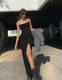 Spaghetti Strap Side Slit Midi Dress