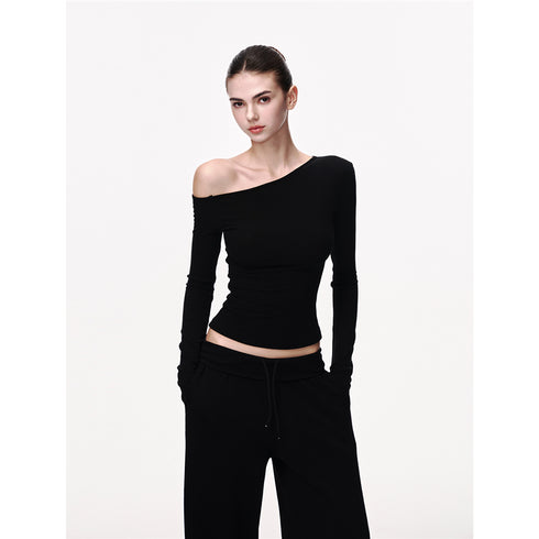 Asymmetric Neck Slim Top
