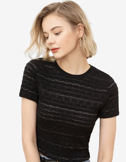 Textured Lace Slim-Fit T-Shirt