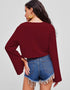 V-Neck Cropped Long Sleeve Top
