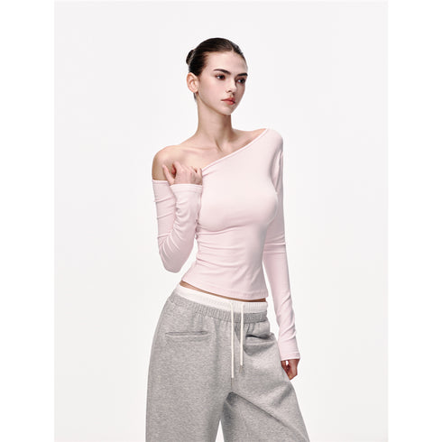 Asymmetric Neck Slim Top