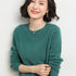 Ladies Solid Color Round Neck Long Sleeve Pullover Sweater