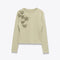Women's Round Neck Floral Embellished Knit Sweater