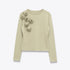 Women's Round Neck Floral Embellished Knit Sweater
