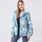 Contrast tie-dye long-sleeved plush jacket