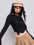 Sweet And Spicy Style Sexy T-shirt Autumn And Winter Off-shoulder Design Short Top