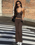 Backless Vest & Straight-Fit Pants Set