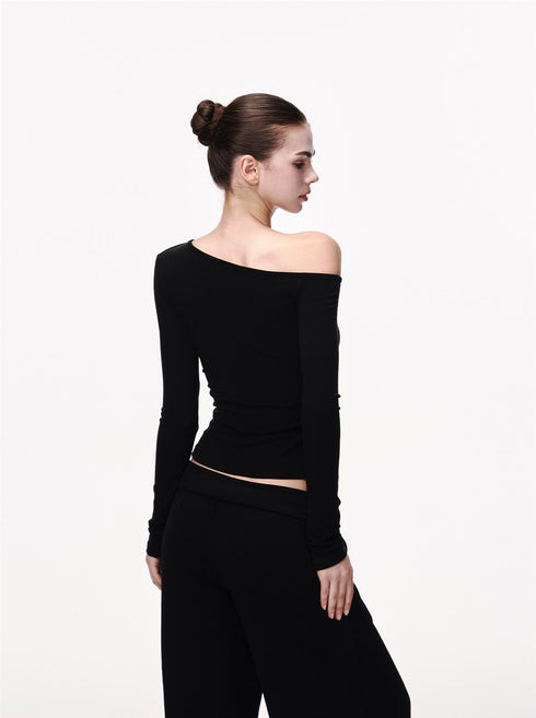Asymmetric Neck Slim Top