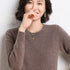 Ladies Solid Color Round Neck Long Sleeve Pullover Sweater