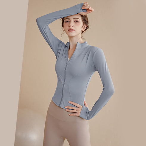 Women's Zippered Yoga Jacket Long Sleeve Fitness Top