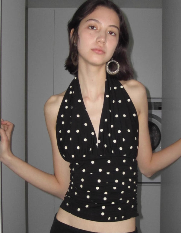 Polka Dot Halter Crop Top