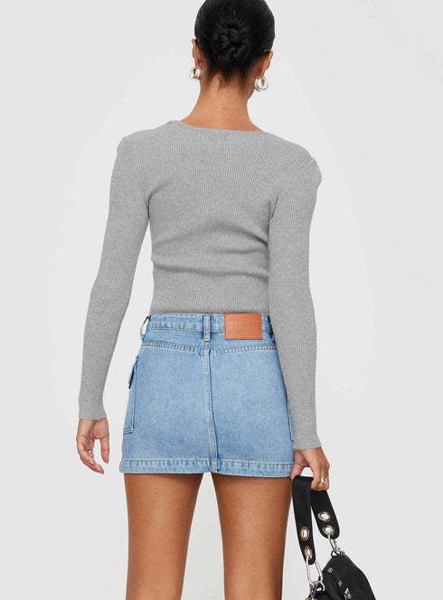 Low Waist Denim Mini Skirt