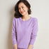 Ladies Solid Color Round Neck Long Sleeve Pullover Sweater