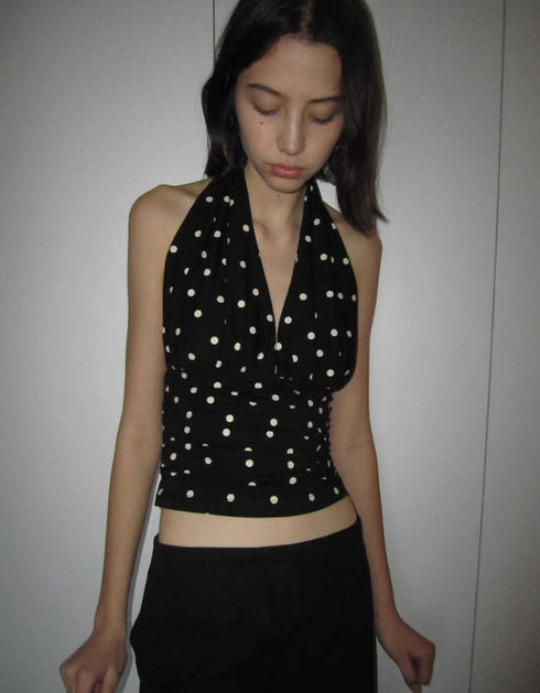 Polka Dot Halter Crop Top