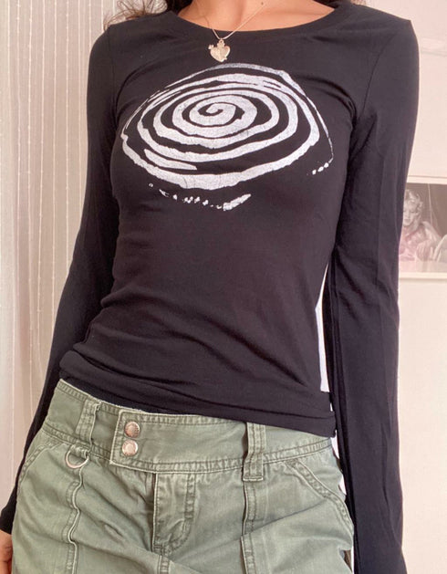 Vortex Print Slim-Fit Long Sleeve Top