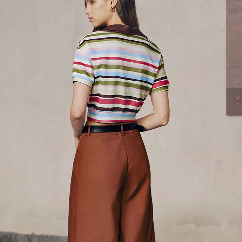 Striped Cropped Short Sleeve Top