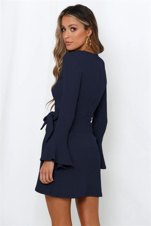 Ruffle Flared Sleeve Mini Dress