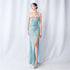 Colorful Sequin Side Slit Long Camisole Evening Dress