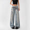 Women's American-style Retro 3D Printed Washed Wide-leg Pants