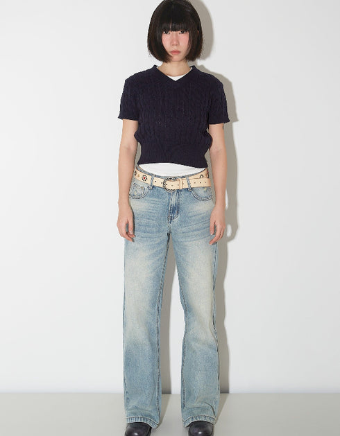 Wide-Leg Denim Pants