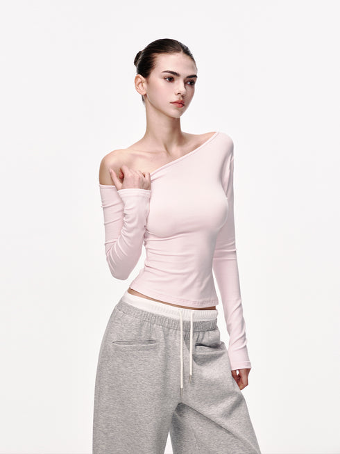 Asymmetric Neck Slim Top