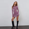 New Sexy Slim-fit Sequined Backless Long Sleeves Short Dress