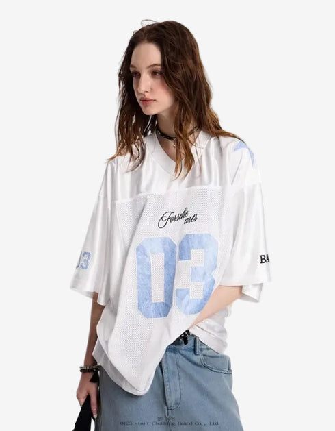 American hip-hop jersey T-shirt White / XL