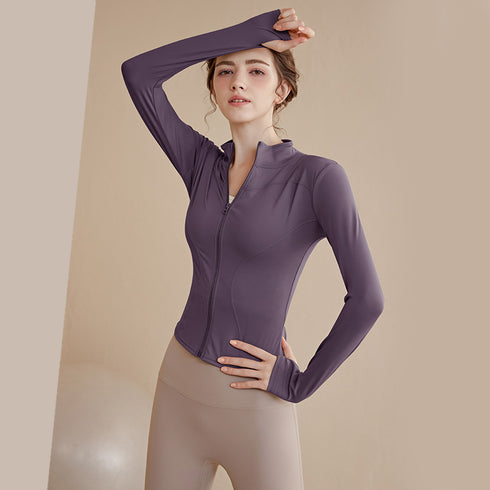 Women's Zippered Yoga Jacket Long Sleeve Fitness Top