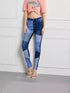 High-waisted color-blocked denim pants