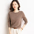 Ladies Solid Color Round Neck Long Sleeve Pullover Sweater
