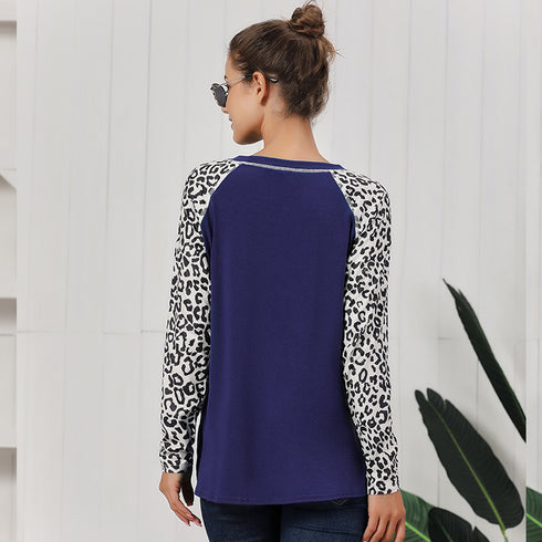 Long-sleeve Leopard-print T-shirt With A Twisted Hem