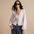 Women's Simple And Elegant Style T-shirt Autumn And Winter Tie Fashion Versatile Long-sleeve Cardigan Top