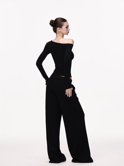 Asymmetric Neck Slim Top