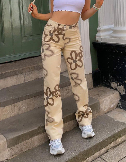 Street Print Straight-Leg Jeans