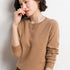 Ladies Solid Color Round Neck Long Sleeve Pullover Sweater