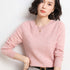 Ladies Solid Color Round Neck Long Sleeve Pullover Sweater