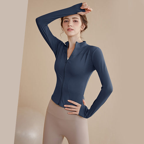 Women's Zippered Yoga Jacket Long Sleeve Fitness Top