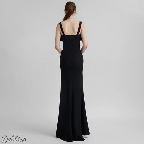 Black Studded Bow Long Dress