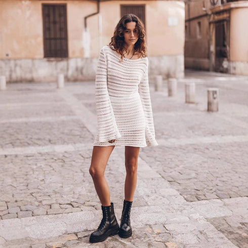 Backless Hollow Long Sleeve Mini Dress