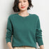 Ladies Solid Color Round Neck Long Sleeve Pullover Sweater