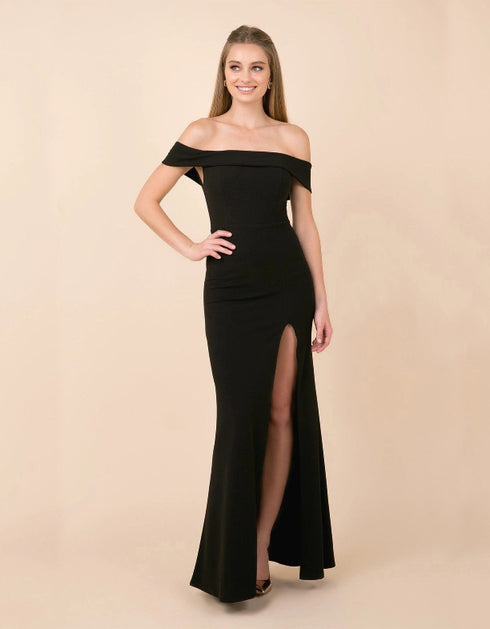 Boat Neck Evening Maxi Dress
