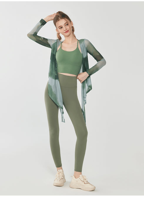 Butterfly Print Breathable Mesh Yoga Top