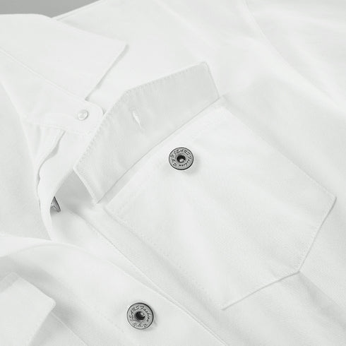 French Commuter White Unifrom Dress Autumn And Winter Imitation Denim Cotton Professional Waist A- Line Skirt Women's Clothing