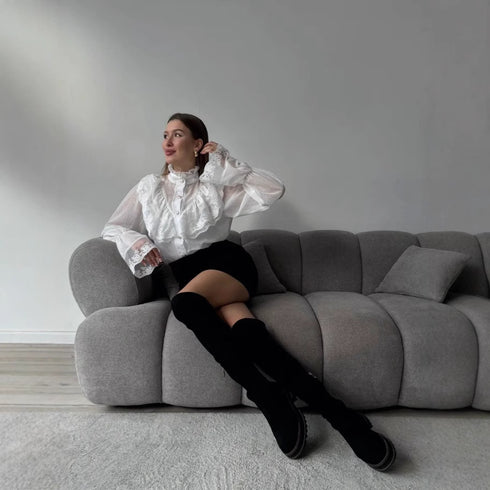 Stand Collar Chiffon Top