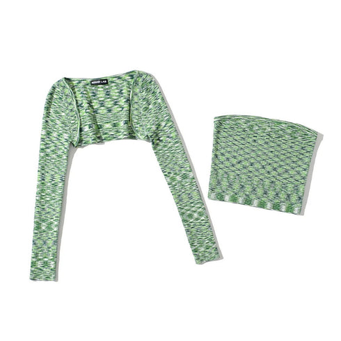 Short Sleeve Crop Top & Long Sleeve Overlay