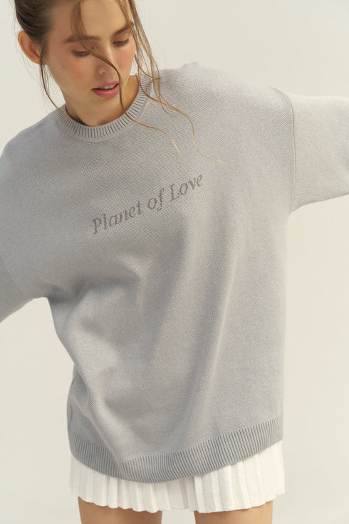 Letter Print Cozy Knit Sweater