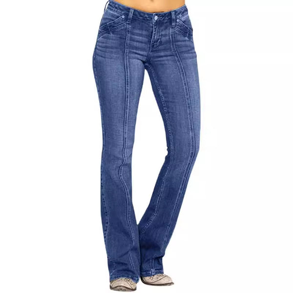 Women's Low Waist Flared Denim Pants