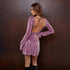 New Sexy Slim-fit Sequined Backless Long Sleeves Short Dress